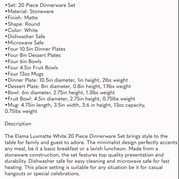 New 5 pcs Set Stoneware Luxmatte Dinnerware plate - Picture 14 of 14